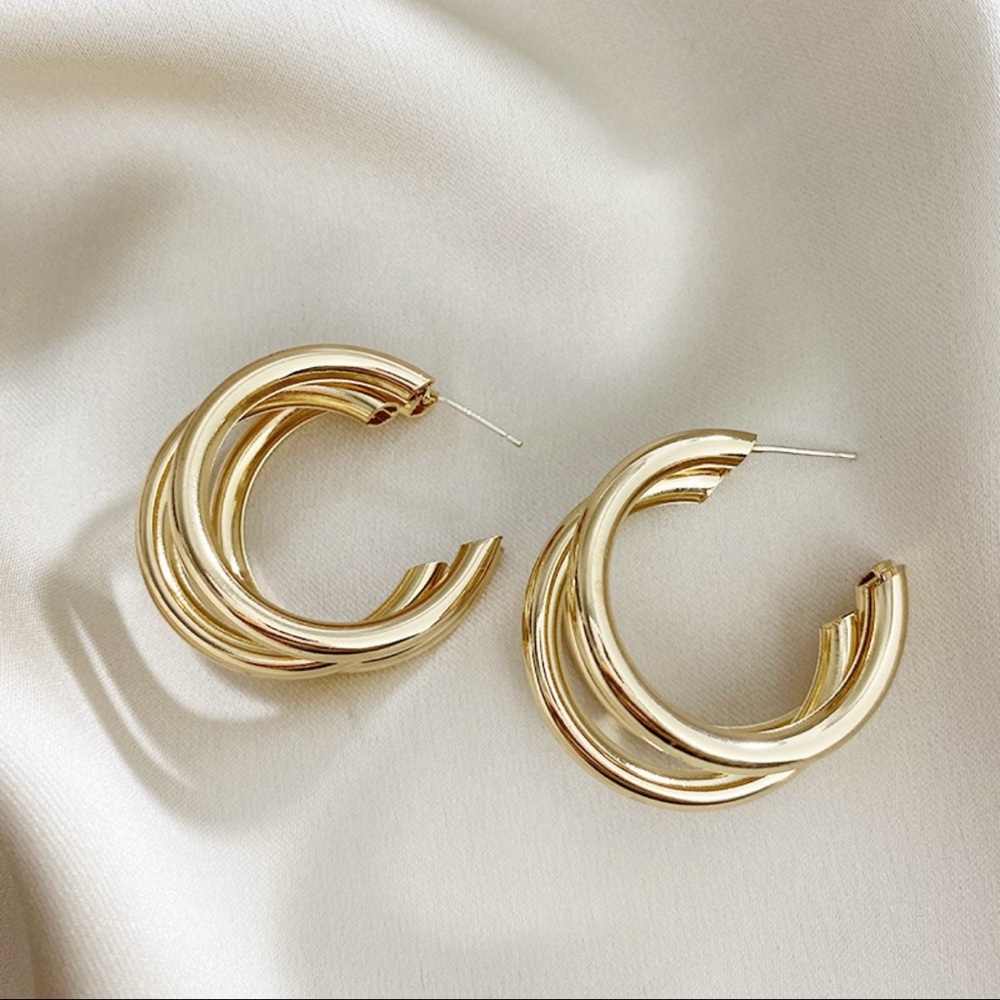 Elegant Gold Hoop Stainless Steel Earrings